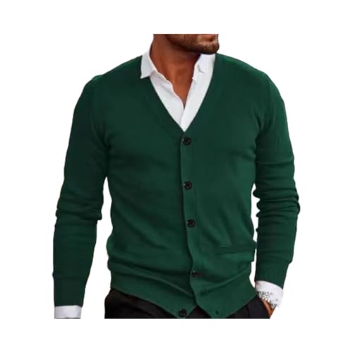 Men Cotton Sweater Cardigan Casual Solid Long Sleeve Knitted Slim V-Neck Sweater