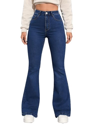 Image of Vogaan Women's High Waist Jeans || Flared Bell Bottom Bootcut Pants || Wide Leg Denim - Perfect for Travel, Party & Everyday Use