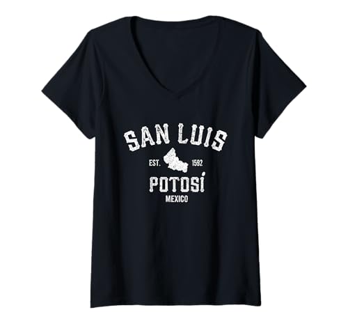 Mujer San Luis Potosí México Mapa Est. 1592 Estado De San Luis Camiseta Cuello V