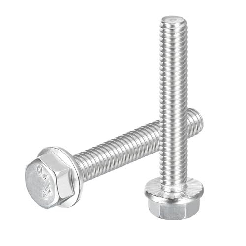 Image of uxcell 10Pcs 5 /16-18 x 2 inch Flanged Hex Head Bolts, 304 Stainless Steel Flange Hexagon Screws, Flange Hex Drive Screws 5.8 Grade for Machinery Industry Home Appliances, Silver