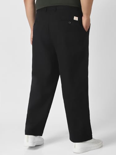 Image of Urbano Plus Men's Loose Mid Rise Baggy Fit Solid Chino Trousers Non-Stretchable