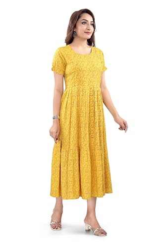 Image of B2F Women's Flared Anarkali Maternity Dress, Feeding Kurti with Concealed Zip for Pre & Post Pregnancy