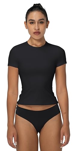 Sunzel Short Sleeve Shirts for Women Slim Fit Double Lined T Shirt with Crew Neck Basic Summer Tops for Workout & Casual4