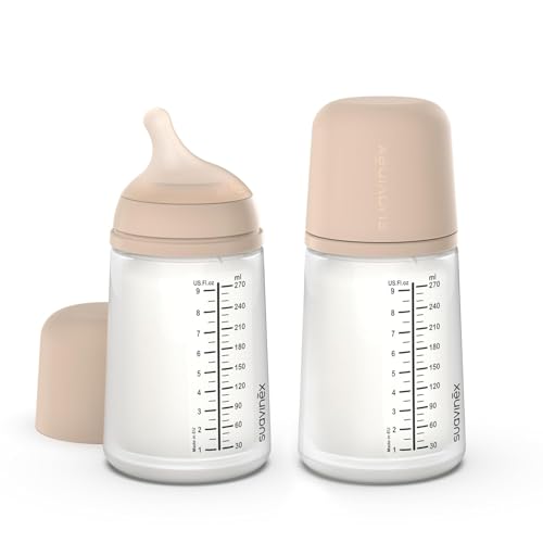 Suavinex, Pack 2 Biberón Anticólico Zero Zero 270 ml con Tetina de Flujo Medio (M) de Silicona, Bebés +3 Meses, para Leche Materna, de Fórmula y Líquidos Densidad Media, Compatible Lactancia, Light