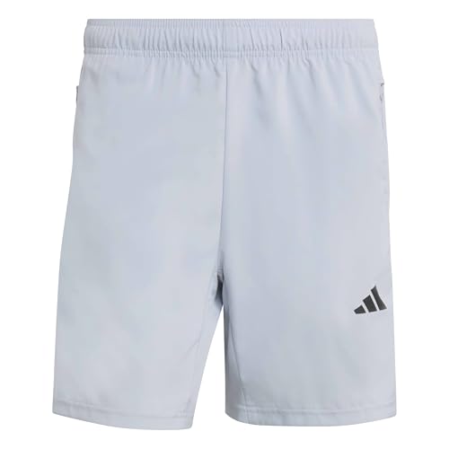 adidas Uomo Workout Essentials Base 3 Stripes Woven Short, halo Silver/Black, XXL 5 Inch