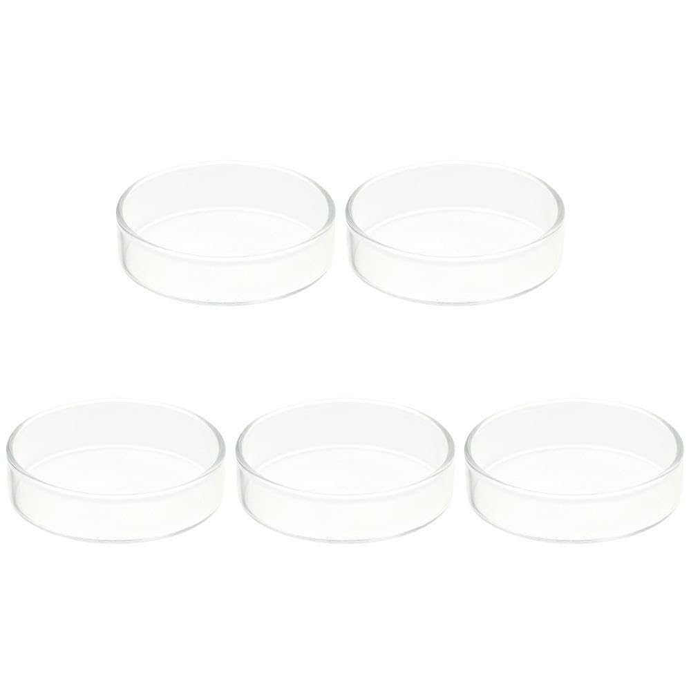 Glass Petri Dishes 5 Pcs 75mm/2.95inch Heat Resistance Clear Clear Tissue Culture Plate Easy to Clean Glass Glass Tissue Culture Plate Laboratory