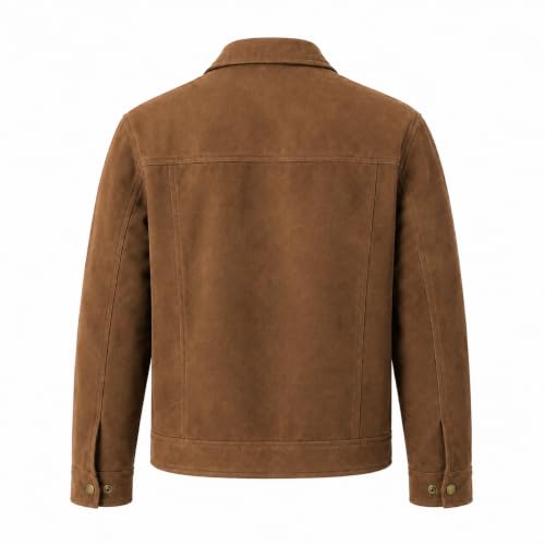 Image of Men's Suede Shacket | Full Zip Shirt Jacket with Collar & Pockets