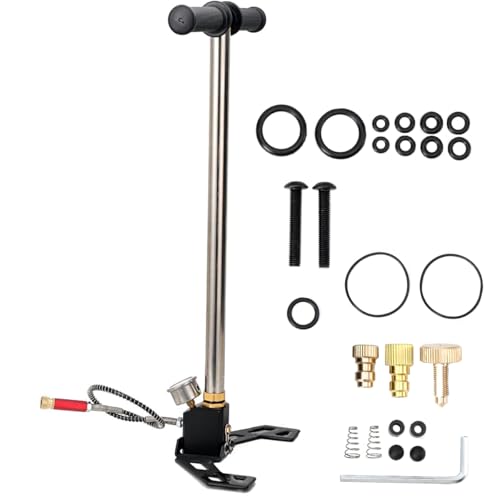 LALABU PCP-Handpumpe,Dreistufige Hochdruckluftpumpe,30 MPa 4500 PSI Hochdruck PCP Luftgewehr Füllbügelpumpe mit Manometer für Fahrrad, Luftgewehr