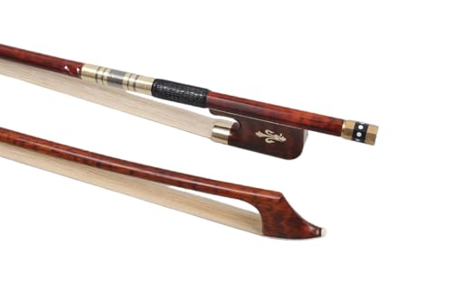 ModouString Cello Bow 4/4 Size Snakewood with Snakewood Frog Natural Horsehair Well Balanced Fleur de lis Inlay