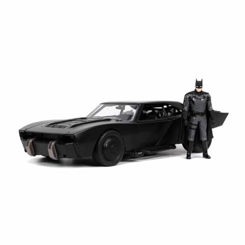 Jada Toys The Batman, Batmóvel carro metal, escala 1:24, com figura de metal, coleção, cor preta