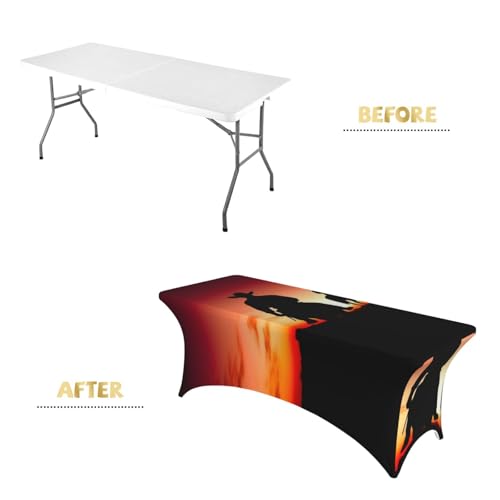 Nappe cowboy élasthanne table rectangulaire 1,8 m housse extensible banquet
