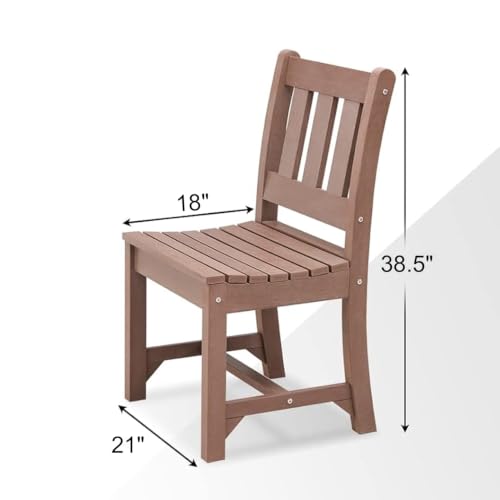 Image of Psilvam Patio Dining Chair Outdoor Garden Armless Chair, Brown, 2 Pcs