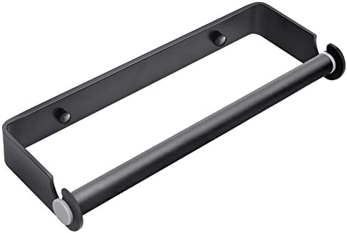 PEDORUBY - Under Cabinet Paper Towel Holder for Kitchen, Wall Mount Paper Roll Holder with Self-Adhesive or Screw Mounting Option, Paper Towel Holder Wall Mount, Pantry or Cabinet Organizer. (Black)