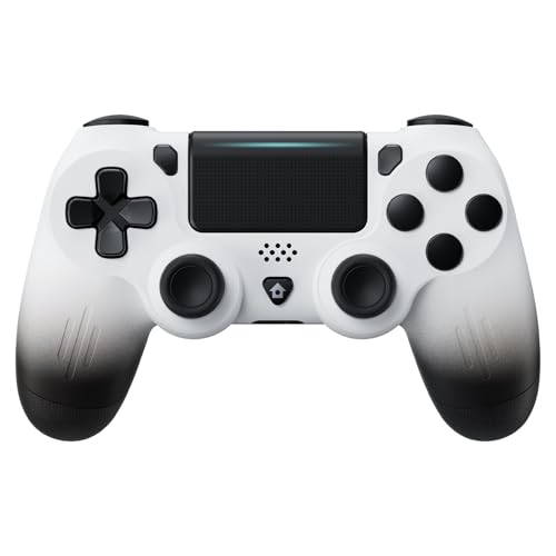 ECHTPower Wireless Controller für PS-4, LED Game Controller Kompatibel mit PS-4/Slim/Pro/PC, 600mAh Gamepad mit Dual Vibration, Touchpad, 6-Achsen, Kopfhöreranschluss, Screenshot-Weiß