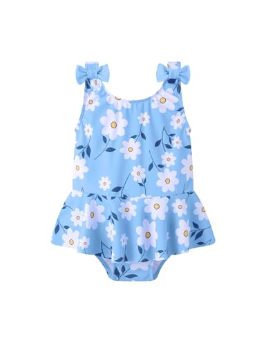 Image of oklady Toddler Swimsuit Girls One Piece Ruffled Girls Bathing Suit Bow Strap Swimwear Size 12M-4T
