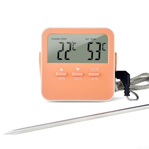 NbgrvB Thermomètre d'intérieur numérique LCD avec alarme de température haute/basse, large gamme de -50 °C à 70 °C, support de bureau ou magnétique, noir/vert/violet/orange