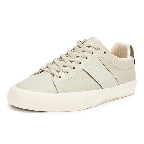 Image of BOSS Men's Aiden Logo Block Leather Low Top Sneakers | Casual Shoes