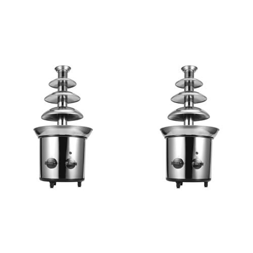 2Pcs 4 Layer Electric Chocolate Fountain with Selected Food Grade Stainless Steel, for Enjoying Delicious Chocolate with Friends and Family