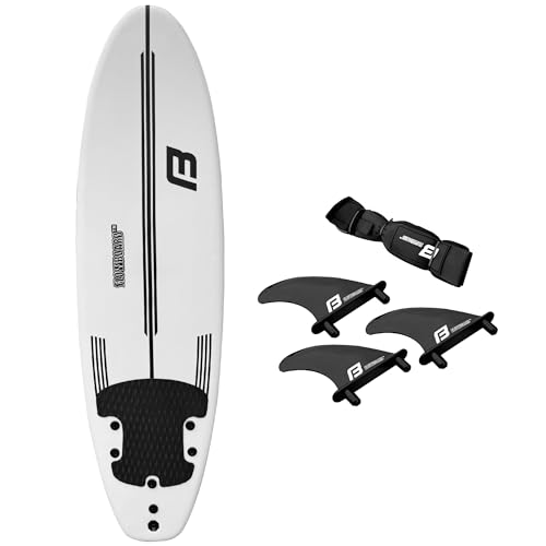 7’ FLOWBOARD Surfboard Softboard Foam - Include (3) Fins 6’ Foot Leash and (2) Wood Stringers...