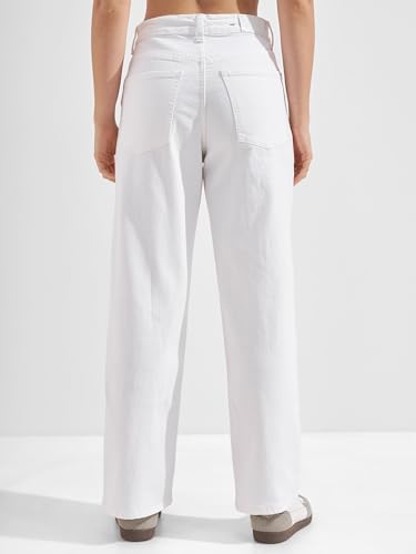 Image of Tokyo Talkies Women's Mid Rise Straight fit Wide Leg Trousers|Work Wear|Side Pockets