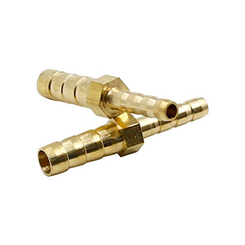 Suiwotin EKIS0009-N 4Pcs Brass Hose Brab 1/4 Inch To 1/8 Inch Brass Hose Barb Reducer Fitting Barbed Reducing Union Splicer Mender Joint Fitting thumb #2