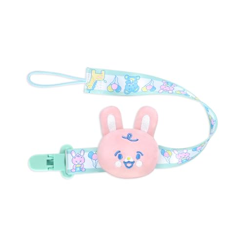 Image of LittleForBig Adult Pacifier Clip Baby Parade Stuffed Animal Pacifier Clip - Pink Bunny