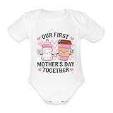 Spreadshirt Unser erster Muttertag Milchflasche & Kaffeebecher Baby Bio-Kurzarm-Body, 62 (2-3 M.), Weiß