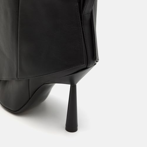 Image of Goolita Fold Over Boots For Women, Pointed Toe Stiletto Heel Knee High Boots Fashion Comfortable Slip On Tall Boots