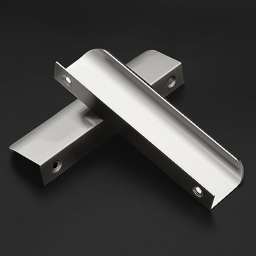 Image of Ravinte Silver Finger Edge Pulls Drawer Edge Pulls 150mm /5.9 inch 1 Pack | Concealed Handle Style, Low-Profile Finger Grip, Cabinet Edge Mount, 150mm /5.9 in, For Cabinets, Drawers, Cupboards, Kitchen