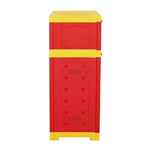 Image of Cello Novelty Dual Plastic Shoe Rack with Dustproof Doors| 3 Year Warranty | Chappal /Slipper /Footwear Stand for Home, Living Room, Office, Outdoor| Red & Yellow Colour