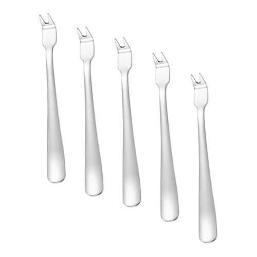 BRIGHTFUFU 5Pcs Portable Stainless Steel Barbecue Forks Multi Functional Camping Meat Forks Grill Tools for Outdoor Cooking Dishwasher and Reusable