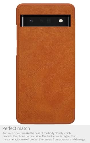 Image of WHITBULL Slim Magnetic Closer Stand Leather Flip Case Cover Compatible with Google Pixel 8 - Brown