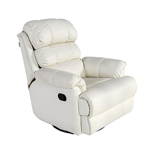 Image of Recliners India Single Seater Manual Rocking & Revolving Recliner Sofa | 3 Modes of Comfort | 361 Manual Rocking & Revolving Recliner | Cushion Armrest | Living Room Recliner Sofa | Colour- White