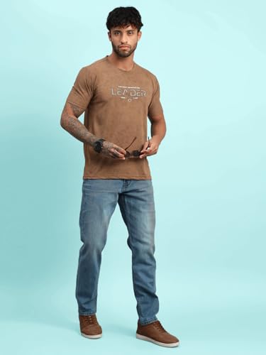 Image of Lux Nitro Men's Cloud Burst Printed Half Sleeve T-Shirt | Cotton Blend Round Neck Tee | Regular Fit Casual Wear