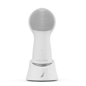 Nautica PC130 Sonic Facial Cleansing Brush Made with Ultra Hygienic Soft Silicone, Waterproof and Rechargeable Face Scrub Brush for Men & Women – (Milk)
