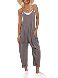 ANRABESS Jumpsuits for Women Casual Summer Overalls Sleeveless Spaghetti Strap Romper Jumpers Trendy Beach Vacation Outfits Grey Medium