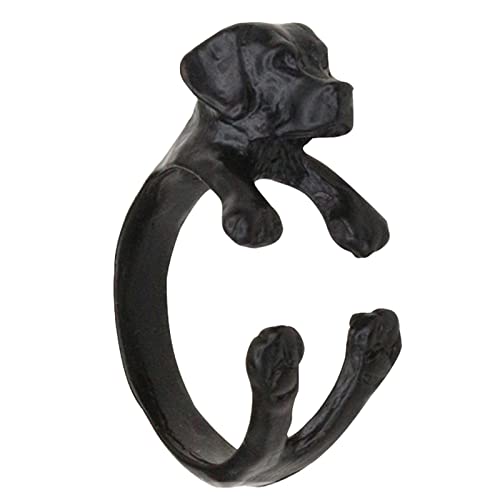 Women Pet Rings Friendship Dog Rings Minimalist Opening Adjustable Engagement Rings Exquisite Jewelry (Black, One Size)