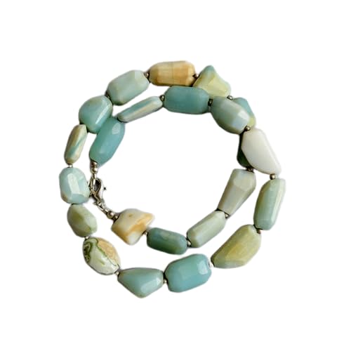 Collier perles opale naturelle multicolore Pérou turquoise 16mm 43cm
