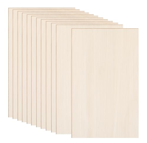 12 Pack Basswood Sheets 12 x 8 x 1/13 Inch Thin Plywood Balsa Wood Boards for Crafts, Laser Cutting,...