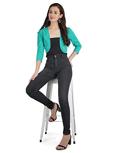 Image of PepTrends Solid Cotton Knitted Short Shrug with Front Open