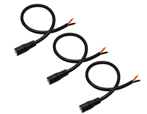 Conector de 5,5 x 2,1 mm hembra en cable negro 16 AWG para alimentación CC de cámaras de 12V