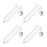 Utoolmart グルーシリンジ ディスペンサーのシリンジ 接着剤シリンジ ディスペンサー 注入器 ディスペンサー専用シリンジ 30cc 透明 4個入り ゴムストッパー付き シリンジ 産業用 プラスチック製 工業用接着剤ディスペンスシリンジ バレルチューブ