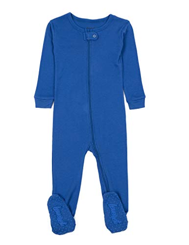 Leveret Kids Boys Girls Footed Cotton Pajama Solid Royal Blue Size 5 Year