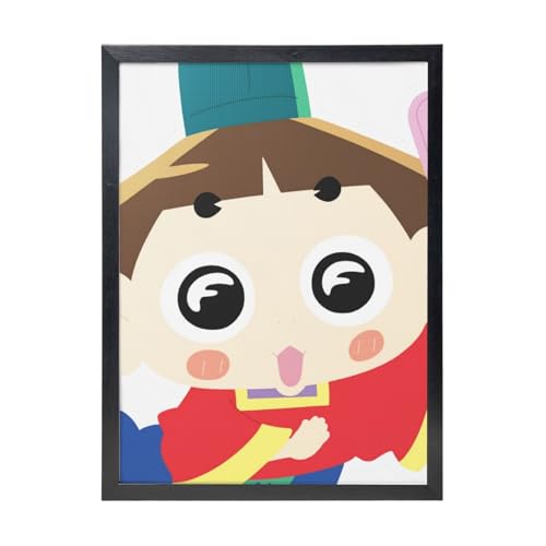 おじゃる丸 (4) 黒枠装飾画 30x40cm オフィス ポリ塩化ビニル製 カスタマイズ可 簡単設置