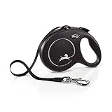 flexi® Classic L | Laisse rétractable à sangle de 5 m pour chiens jusqu'à 50 kg | Noir | l...