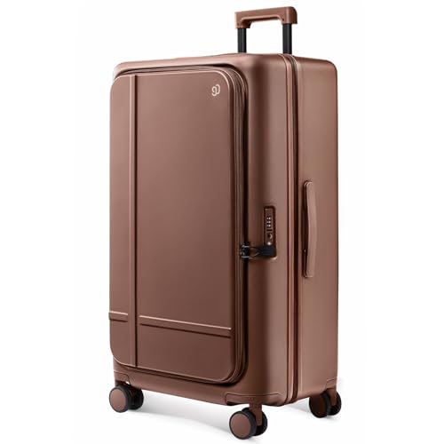 NINETYGO-Large-Checked-Luggage-29-Inch-Flat-Top-Opening-Check-In-Luggage-with-Brake-Wheels-Expandable-Coffee-Infused-PC-Hard-Shell-Eco-Friendly-TSA-Lock-360-Spinner-Wheels-Latte NINETYGO Large Checked Luggage 29 Inch, Flat Top Opening Check In Luggage with Brake Wheels, Expandable, Coffee-Infused PC Hard Shell, Eco-Friendly, TSA Lock, 360° Spinner Wheels (Latte) - Image 1
