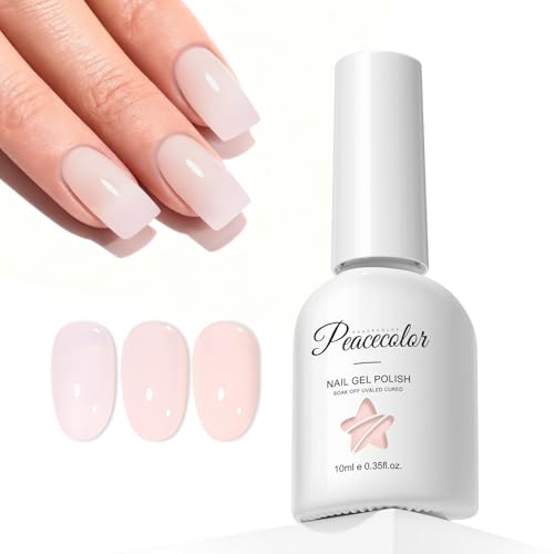 Peacecolor Esmaltes Semipermanentes para Uñas Nude Transparente 10ML, Esmalte Uñas Pintauñas Semipermanentes Jelly Gel Nail Polish Art para Principiantes Manicura y Pedicura en casa