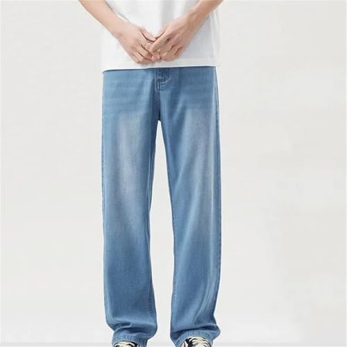 Men's Summer Thin Stretch Denim Jeans Straight Fit Casual Business Style Baggy Long Pants2