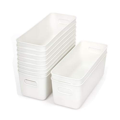 QUEZAVI 収納カゴ 白 収納ボックス ホワイト 小物入れ 収納ケース かご 収納 引き出し仕切り キッチン 収納 卓上収納ケース ポリプロピレンケース 押入れ収納 10個セット