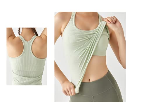Image of sphinx cat Womens Ribbed Workout Crop Tops with Built in Bra Yoga Racerback Tank Top Slim Fit
